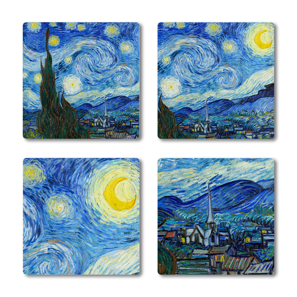 Vincent Van Gogh - Starry Night Over the Rhone - A Boat Against the  Background of the Blue Sky - Round canvas prints