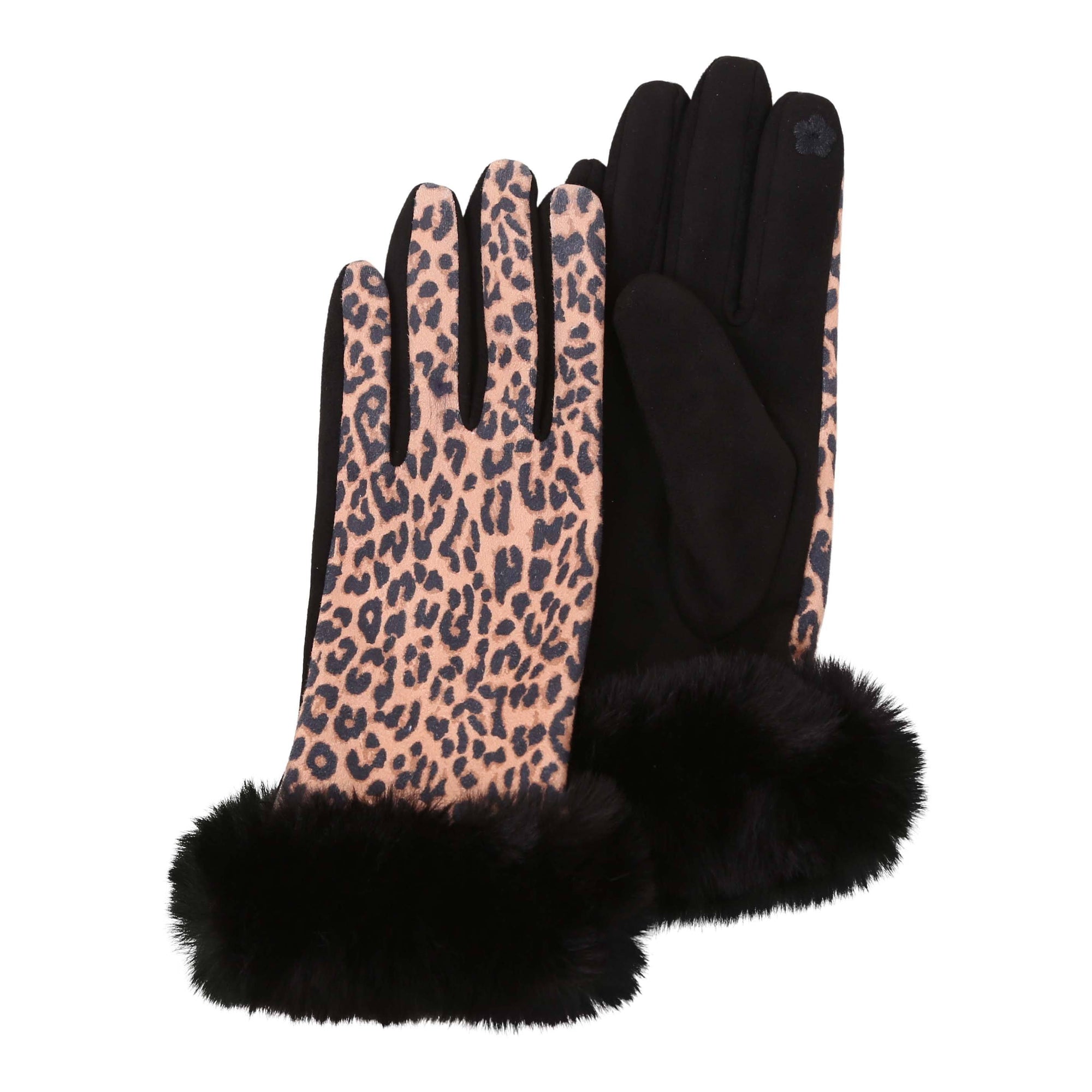 black gloves fur trim