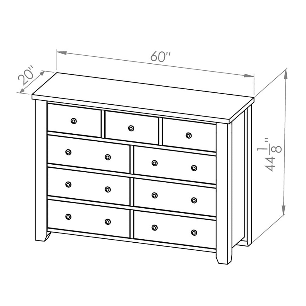 Solid Wood Canadian Made 9 Drawer Mule Chest Rough Sawn Ideal