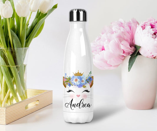 Cat Water Bottle Personalized Cat Lover Gift, Personalized Water