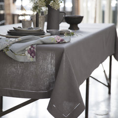 gray linen hemstitch tablecloth