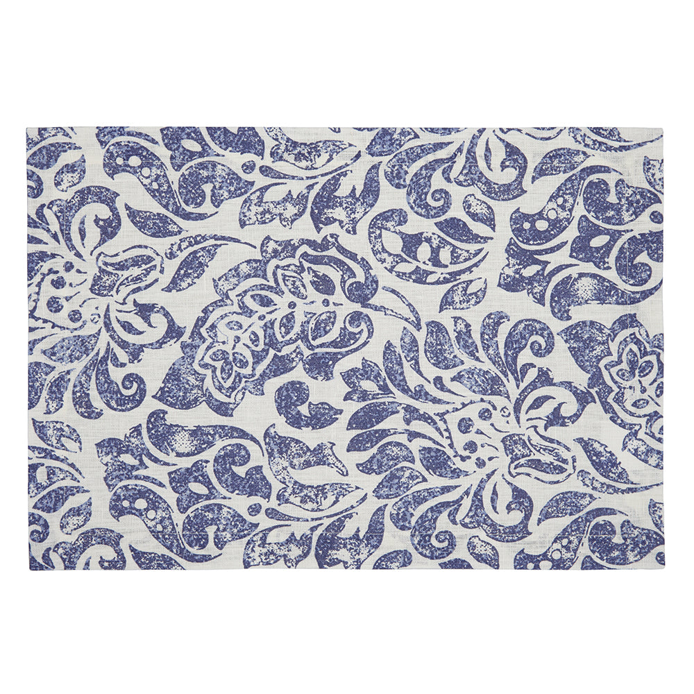 Luxury and Easycare Designer Placemat- Blue and white linen Santorini ...