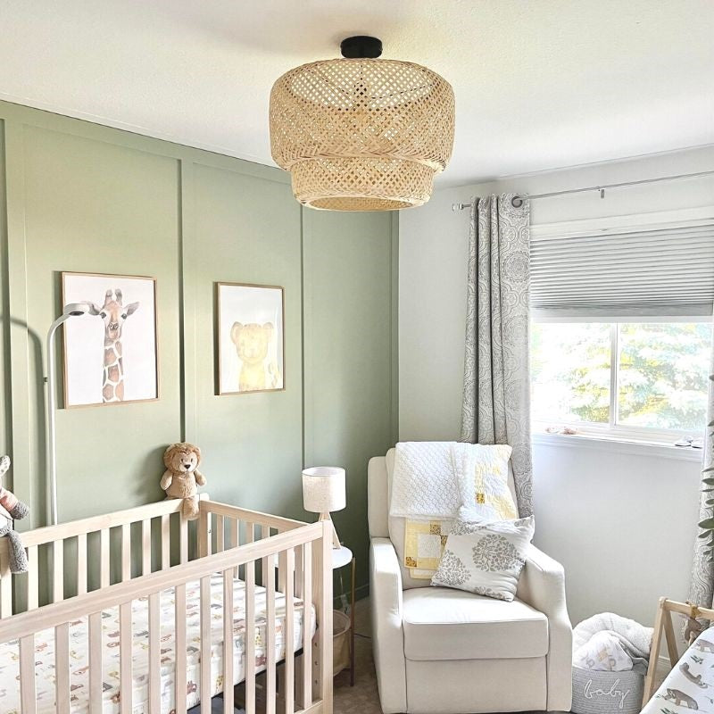 rattan light fixture nursery