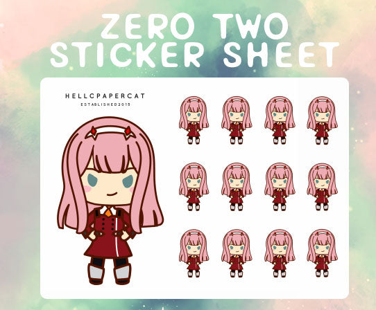 Zero Two sticker sheet