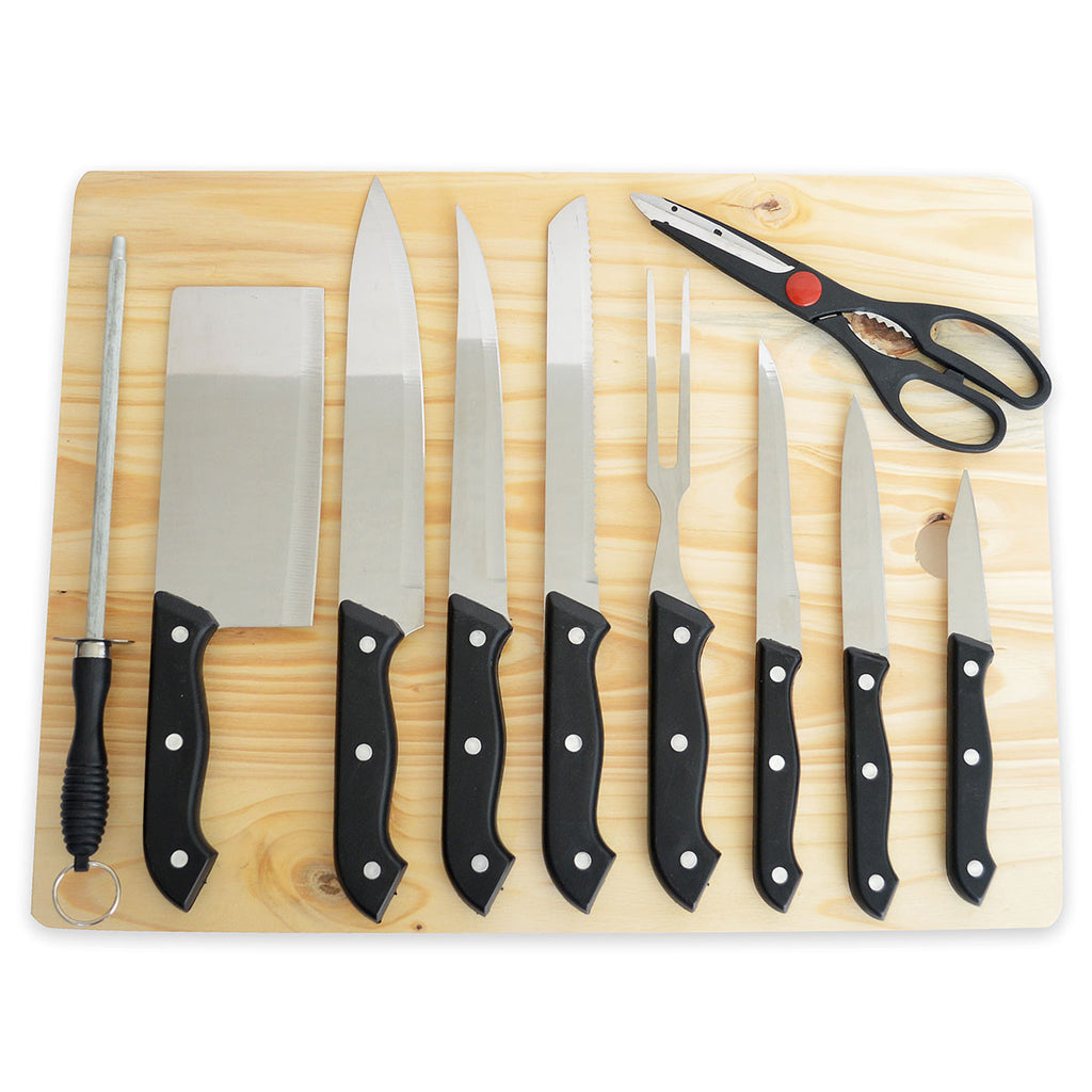 11 Piece Kitchen Knife Set With Cutting Board MaestoHomecom
