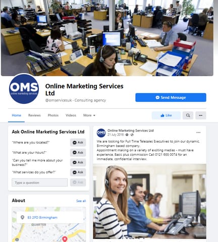 OMS Online Marketing Services Ltd Facebook Page