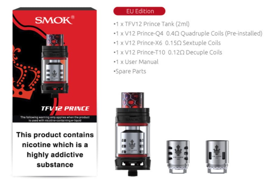 Smok TFV12 Prince contents