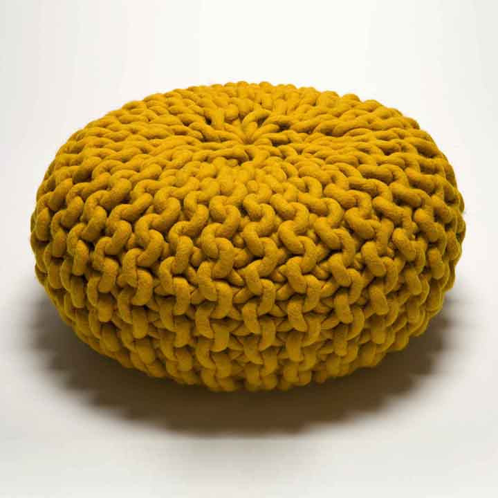 Urchin Chunky Knitted Pouf Yellow Darkroom