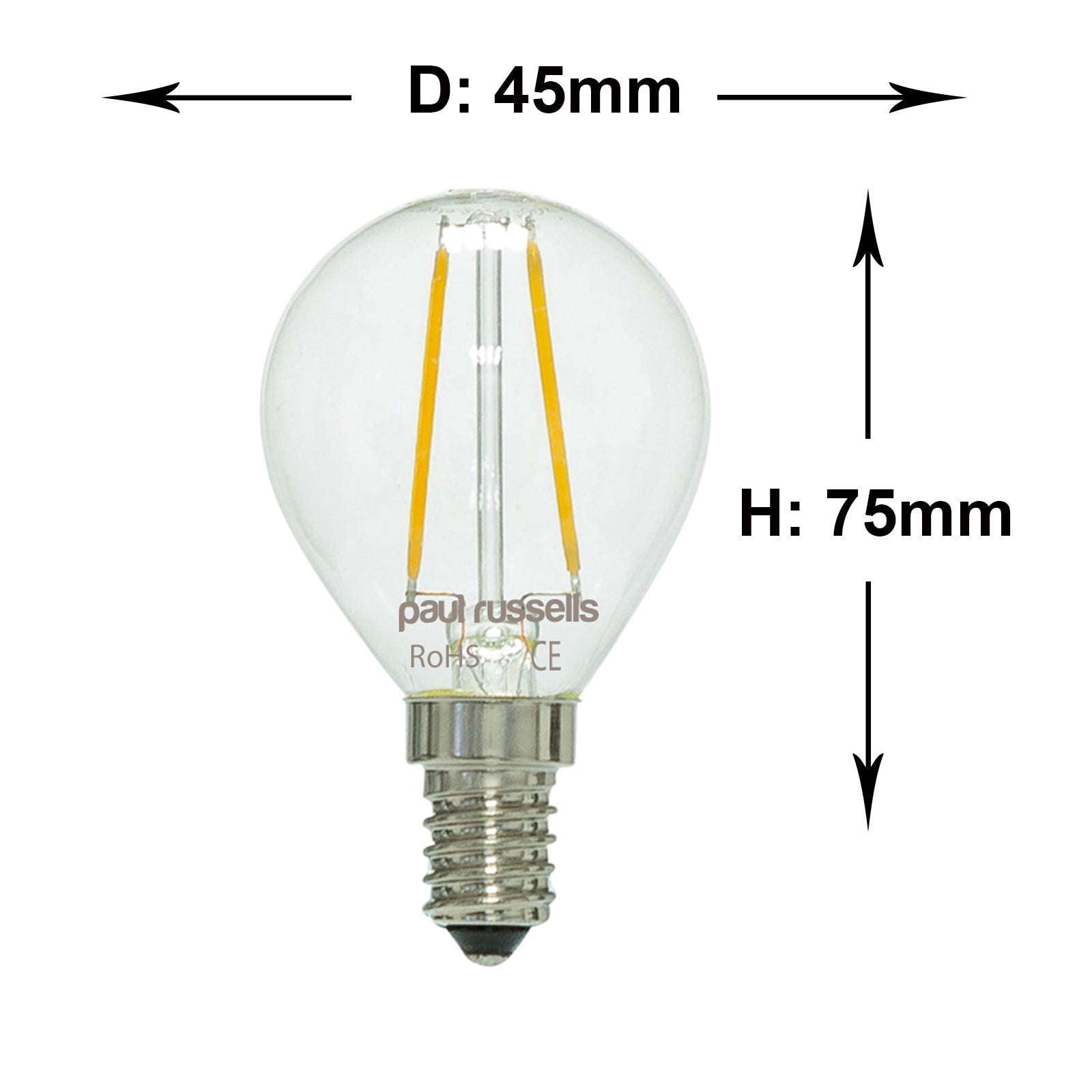 LED Filament Golf Ball 2W=25W Day Light SES E14 Small Edison Screw Bulb