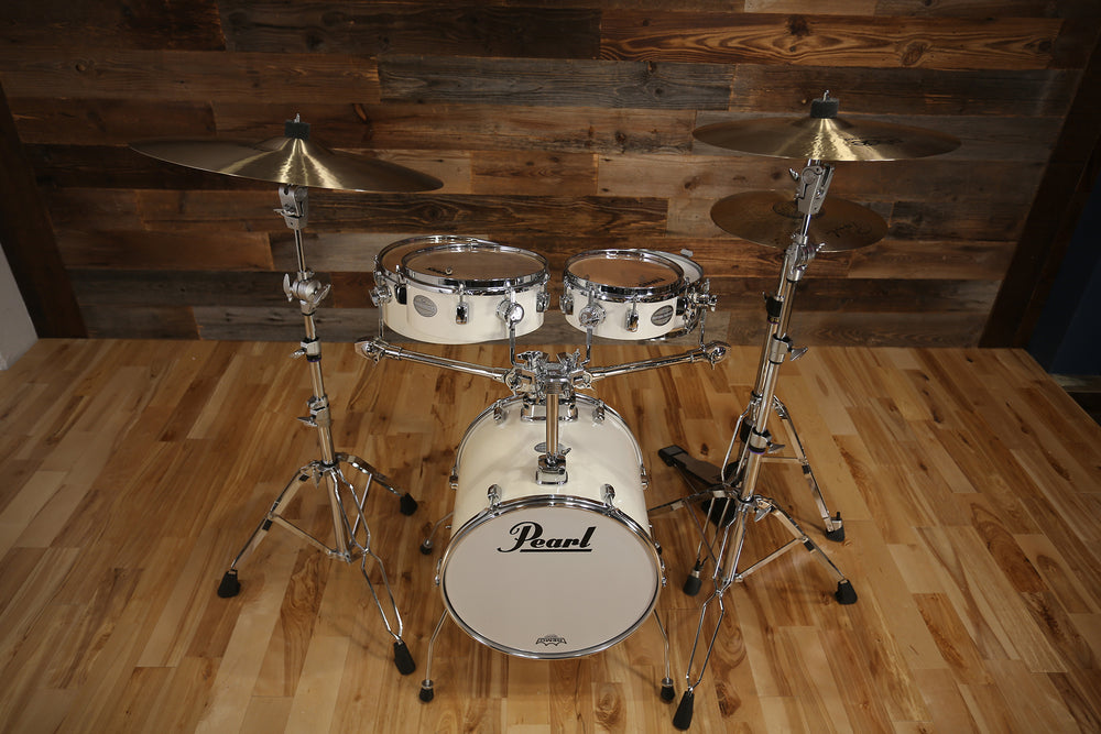 Pearl Rhythm Traveler Gig Pod 5 Piece Drum Kit Pure White Pre Love Drumazon