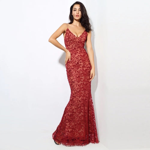 red sparkle maxi dress