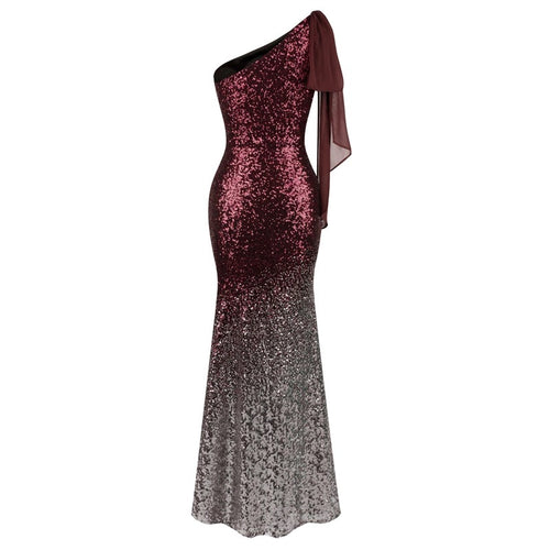 silver and maroon dress