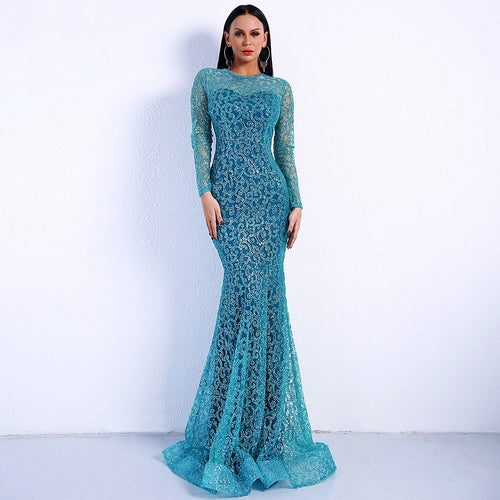 long sleeve turquoise dress