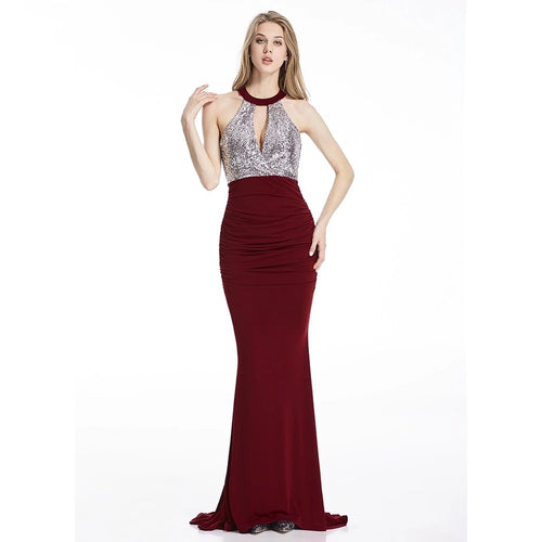silver and maroon dress