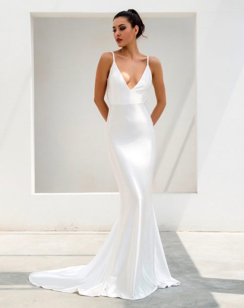 satin gown white