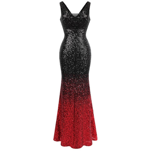 red sequin fishtail dress