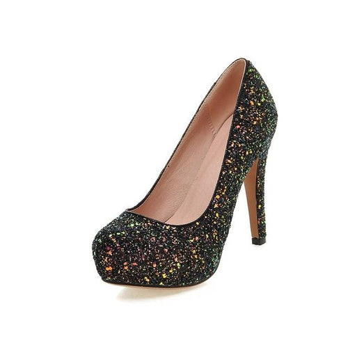 black glitter court shoes