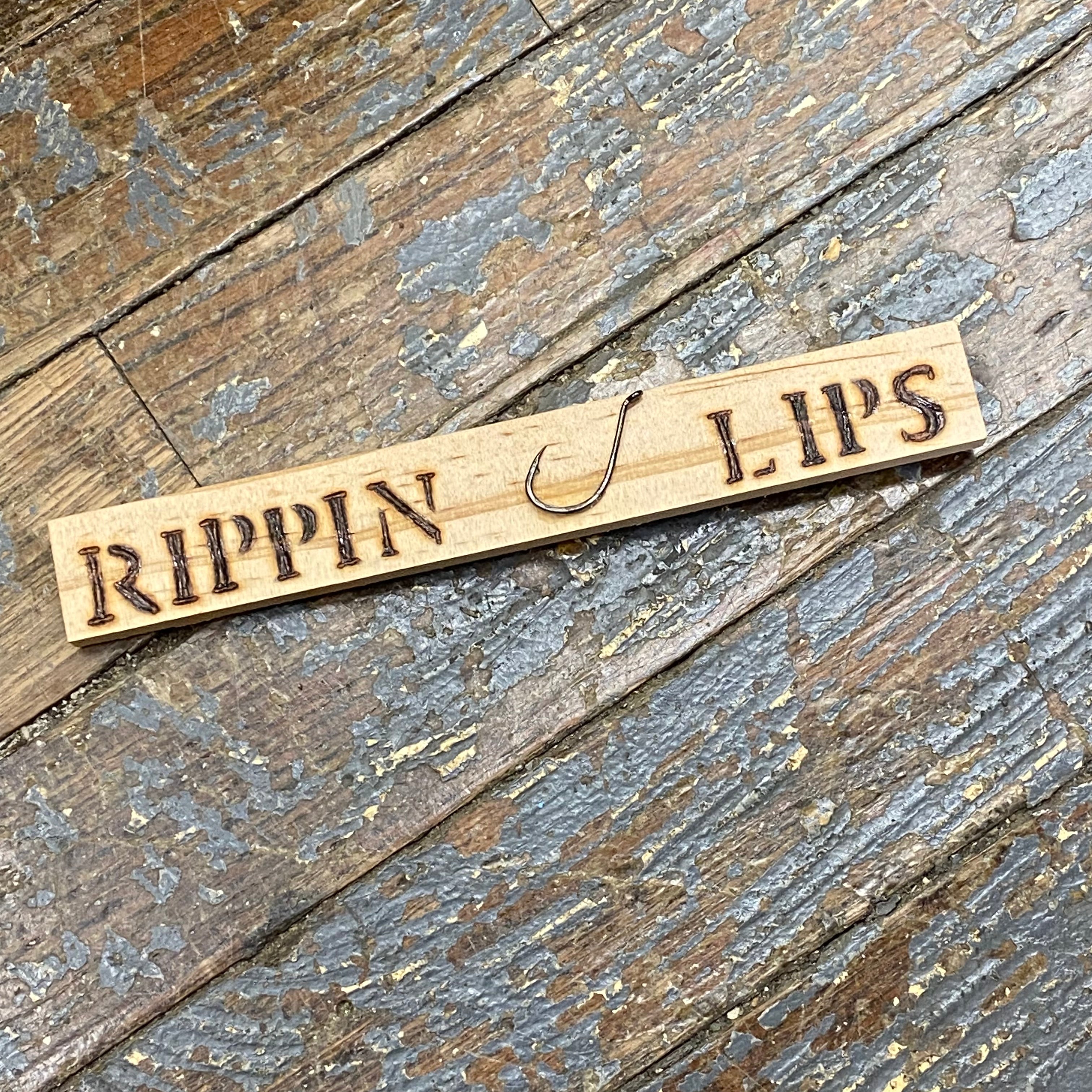 Hand Engraved Wood Magnet Rippin Lips