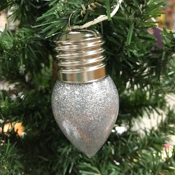 Holiday Christmas Tree Ornament Light of Friendship Silver Light Bulb