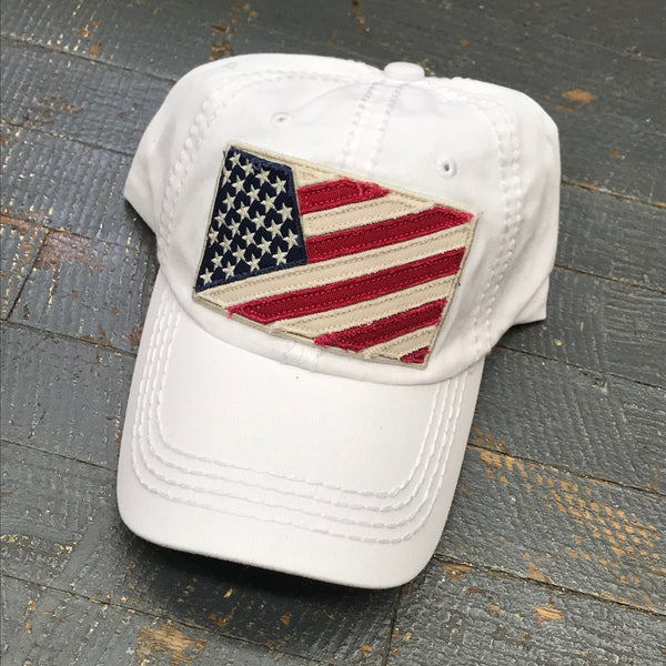 American Flag Patriotic Patch White Embroidered Ball Cap – TheDepot ...