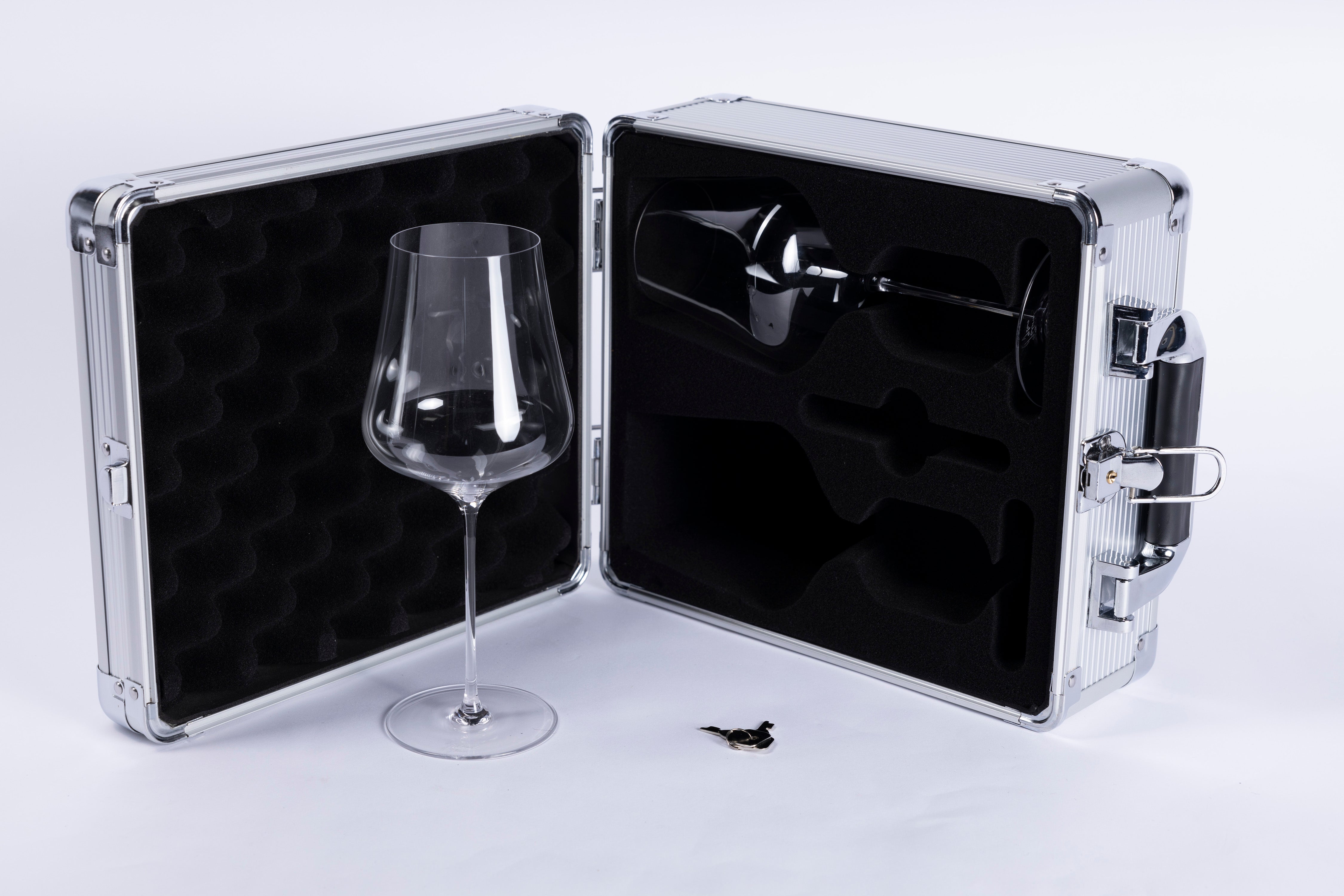 His Hers Dual Wine Glass Cups & Bottle Travel Carry Case