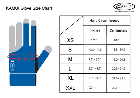 KAMUI Glove Size Chart