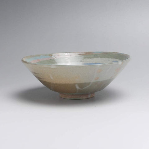 Matcha hira chawan teabowl made by Komei Koto. Hagiware, Japanese Knead ceramic.