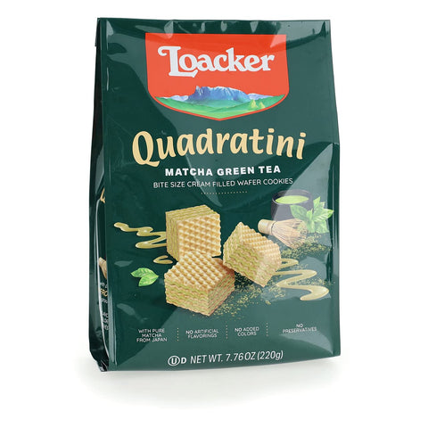 Loacker Quadratini Premium Matcha Green Tea Wafer Cookies