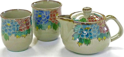 kutani hyakkaen kutani(yaki) ware teapot＆2cups peony feat.decorated base