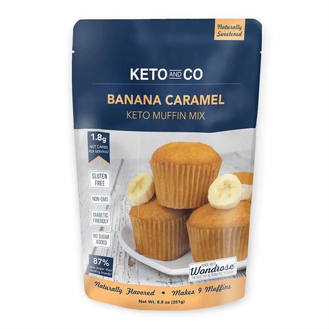 Banana Caramel Keto Muffin Mix by Keto and Co | Just 1.8g Net Carbs Per Serving | Gluten Free, Low Carb, No Added Sugar, Naturally Sweetened| (Banana Caramel Muffins)