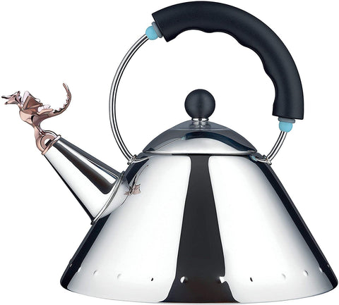 Alessi | Tea Rex - Design Kettle with Handle and Dragon-Shaped Whistle, Stainless Steel, Black