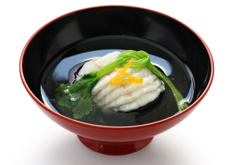 Japanese Kaiseki soup with Yuzu peel on top