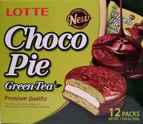 Lotte Choco Pie Green Tea 11.85 oz (2 PACKS)