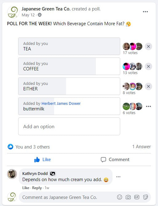 Facebook group poll