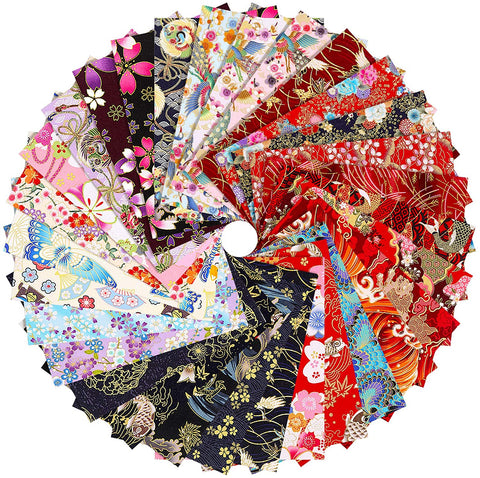 Tudomro 30 Pieces Japanese Style Fabric Squares 8 x 10 Inch Fabric Bundle Squares Patchwork, Wrapping Cloth Quilting Fabric Bundles for DIY Patchwork Sewing...