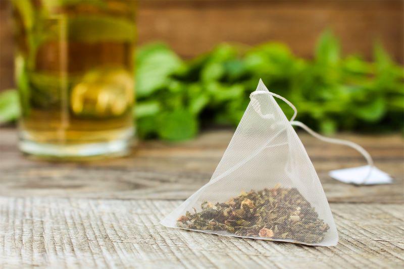 Silon tea bag on the table