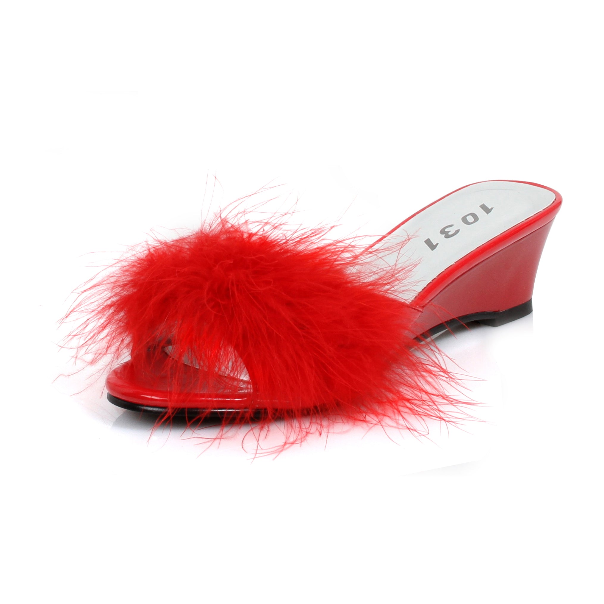 171-PHOEBE 2" Heel Satin Maribou Slippers. Childrens.
