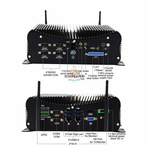 Intel Core i5 1135G7 2.4GHz Industrial Mini PC with RS-232 GPIO LPT