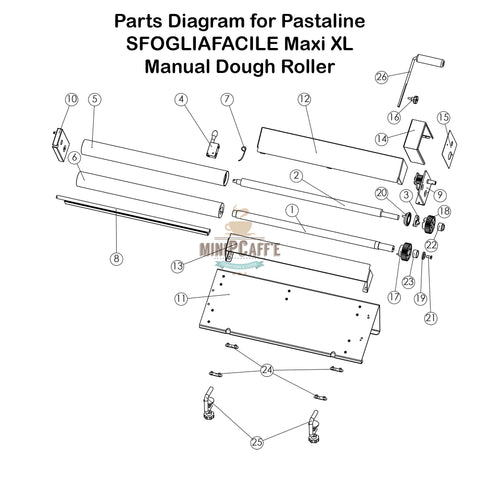 Replacement Parts for Pastaline SFOGLIAFACILE Maxi XL Manual Dough Roller