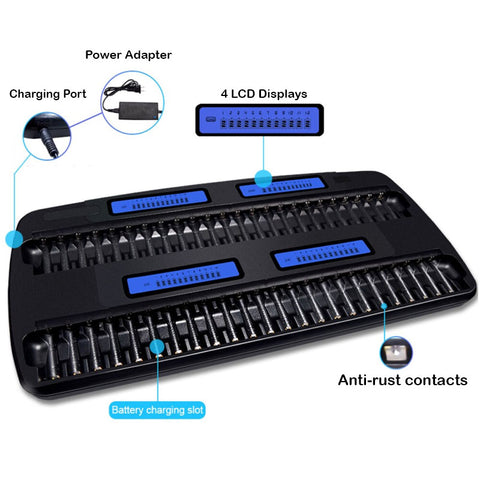 48 Slot Smart Battery Charger for 1.2V AAA AA Batteries