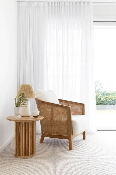 carlos rattan and timber armchair