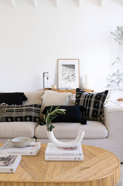 black wool cushions by sea tribe australia