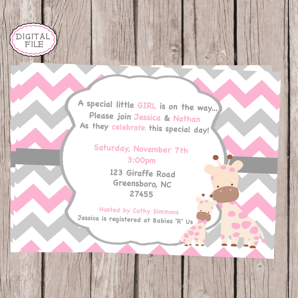 giraffe baby shower invitations