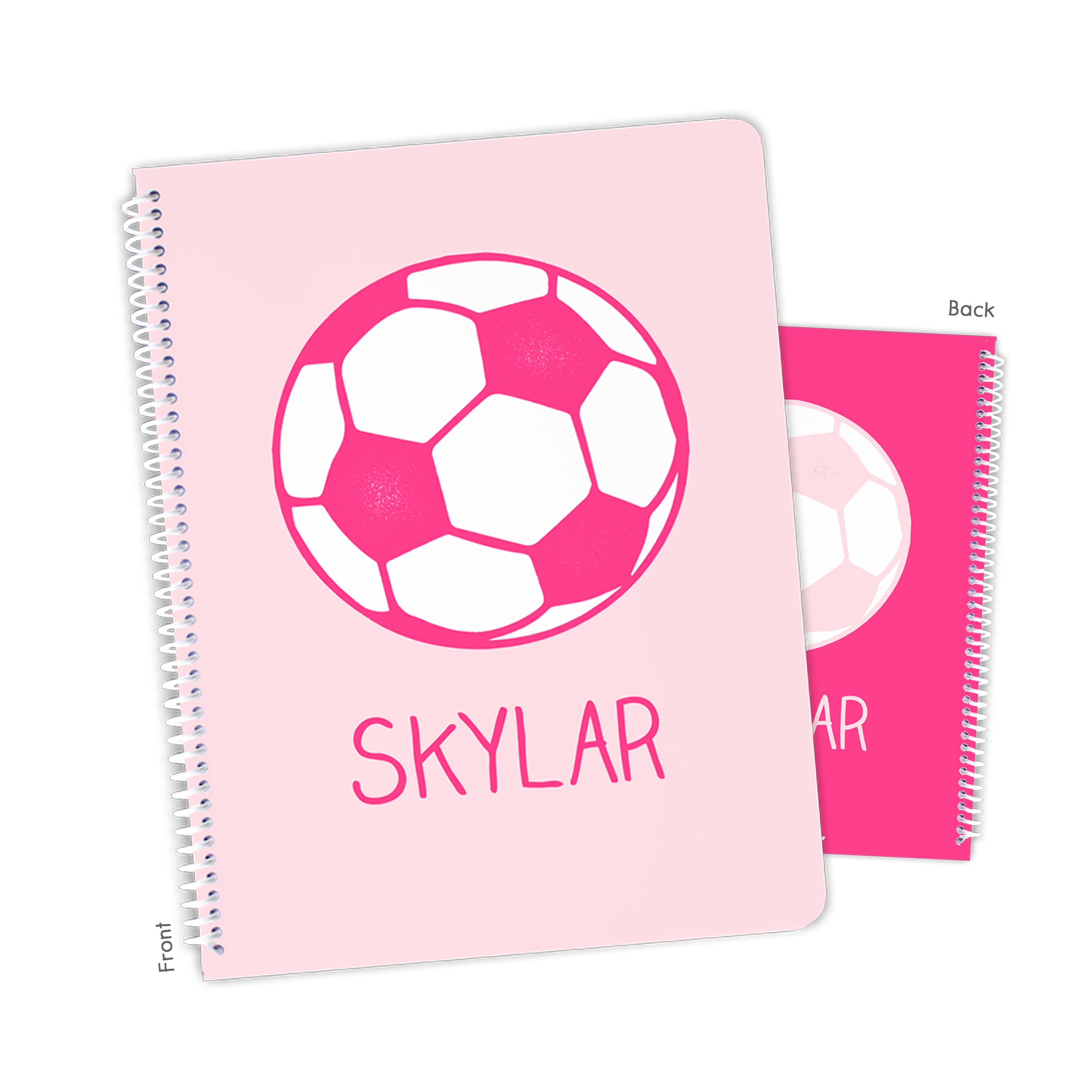 Hot Pink Soccer Ball Personalized Custom Notebook or Sketchbook • School Office Supplies