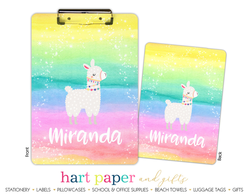 Rainbow Llama Clipboard Personalized Back to School Office Gift Girl Boy  Kids Custom – Hart Paper