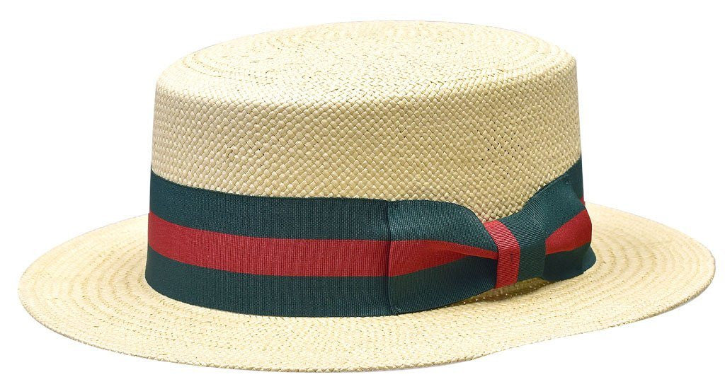 Straw Hat Boater, Natural Straw Canotier Hat, Boater Straw Hat Red