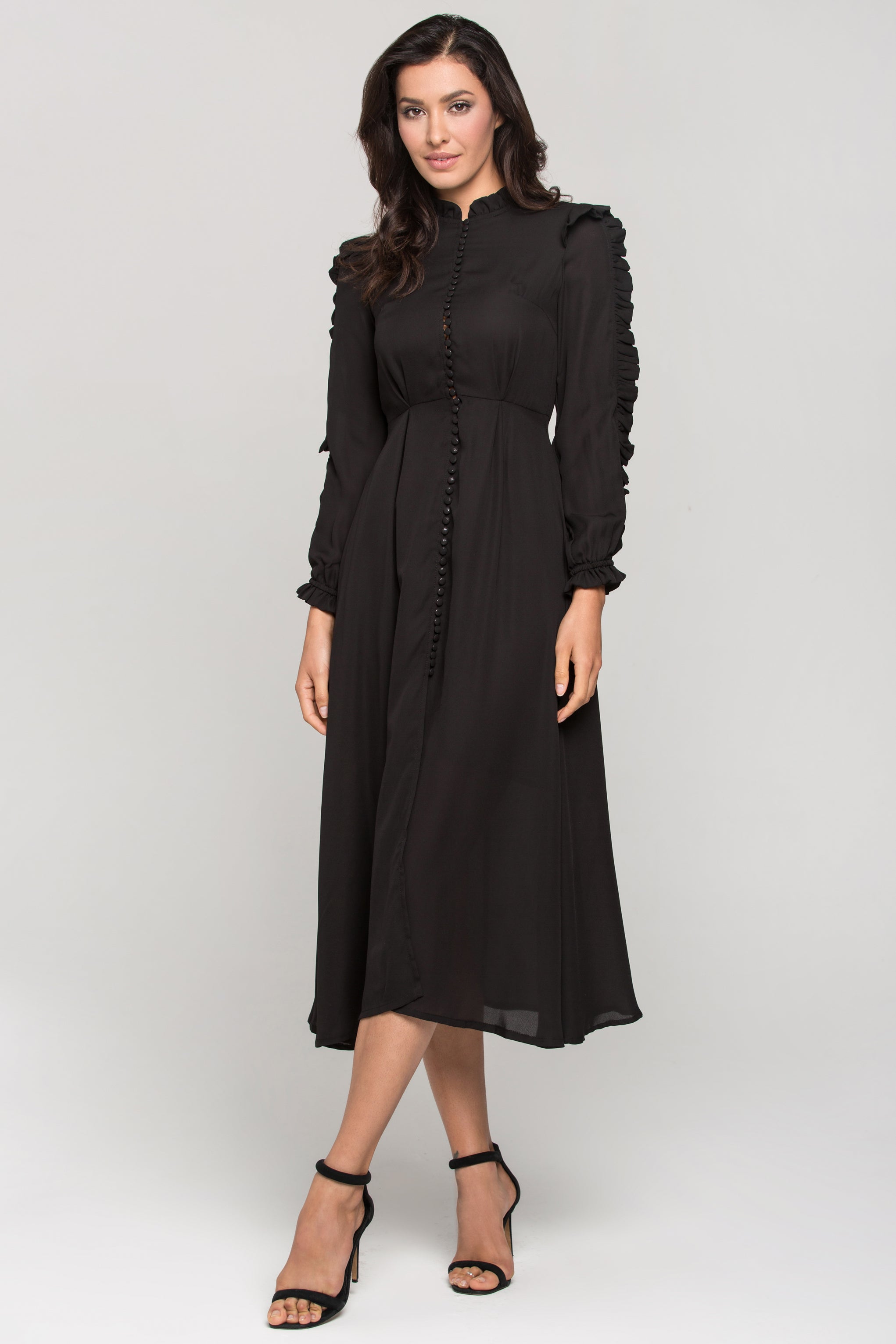 midi dress with sleeves black