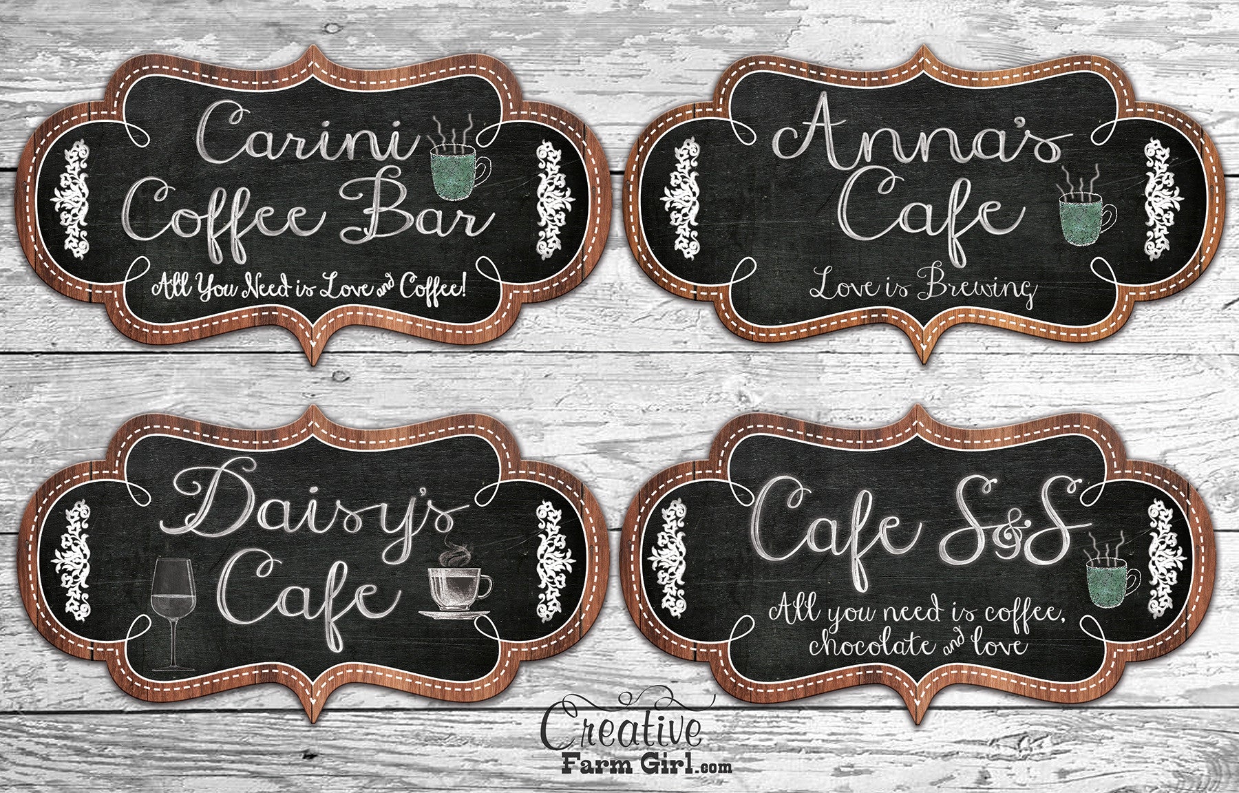 Cafe Sign Chalkboard Personalized Creative Farm Girl