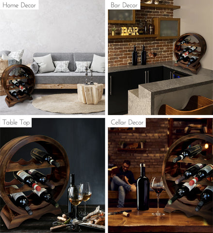 wooden half barrel wine rack