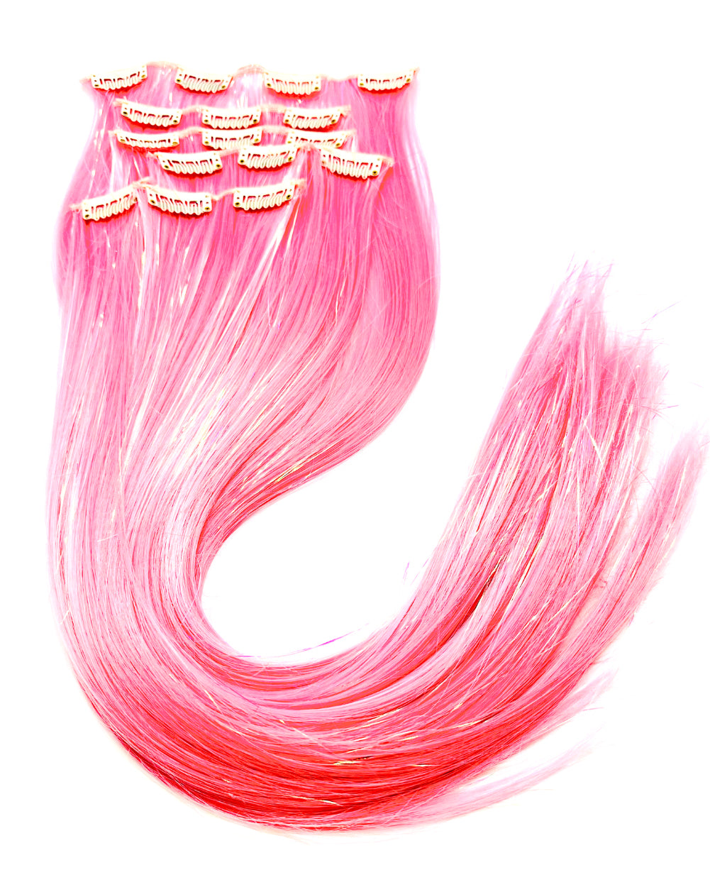 Dreamgirl - Pink UV-Reactive Hair Extension with Tinsel
